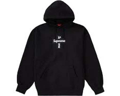 Supreme Cross Box Logo Black Hooded Sweatshirt