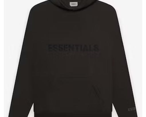Fear of God Essentials Pullover Hoodie Applique Logo Weathered Black/W