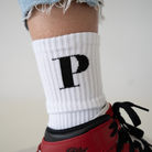 Point Ribbed Logo Socks - Blanc