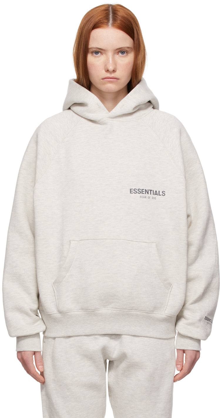Essentials hoodie heather grey reflective