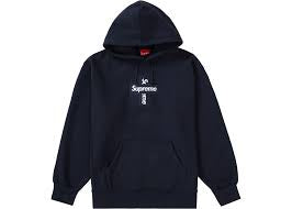 Supreme Cross Box Logo Navy Hoodie