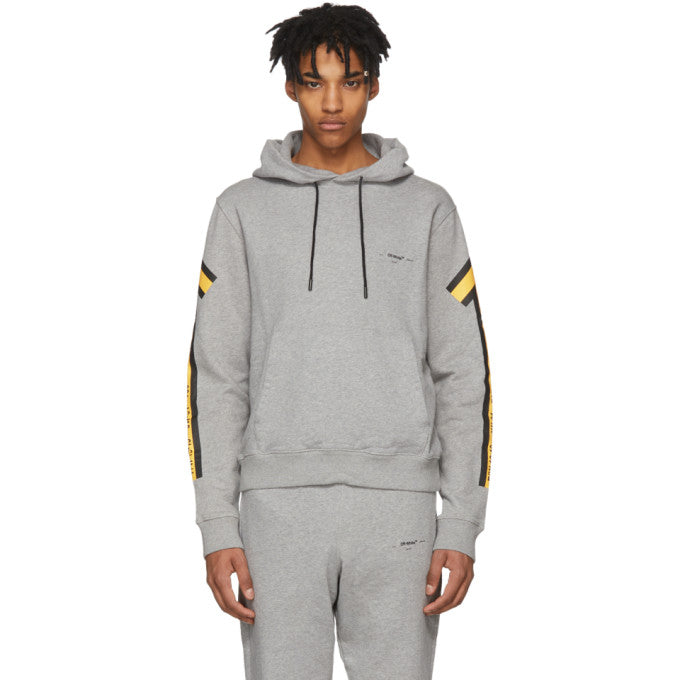 Hoodie Off-White Grey Yellow Square